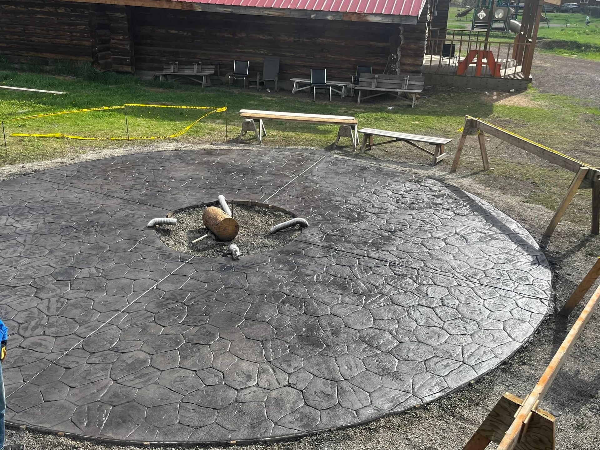 Patio with Fire Pit — concrete project in Quesnel